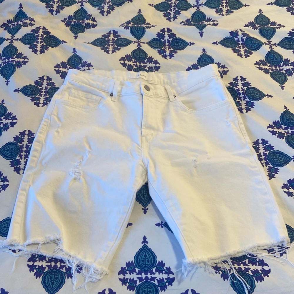 J Brand mens frayed white denim shorts. Barely used!